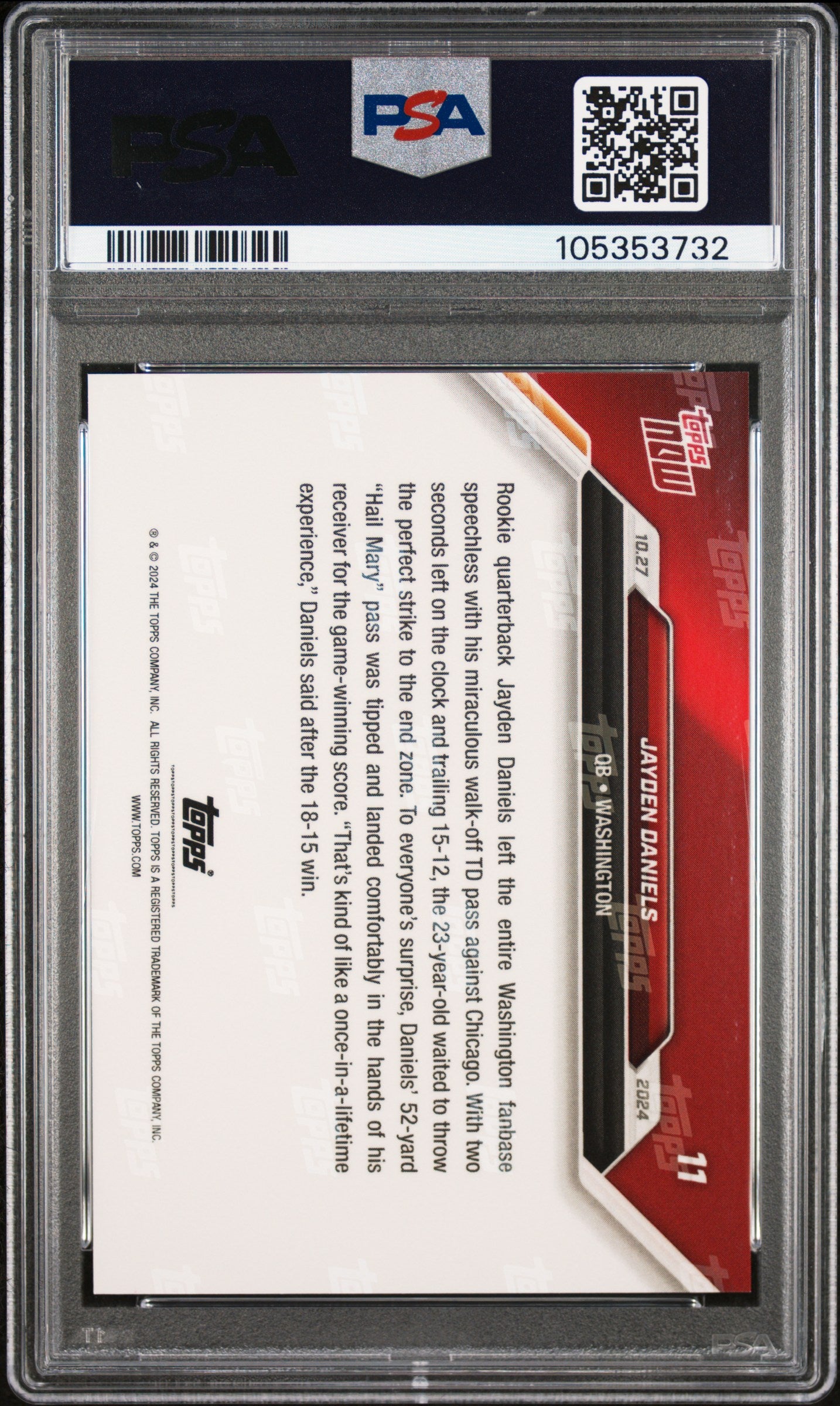 2024 Topps Now #11 Jayden Daniels PSA 10