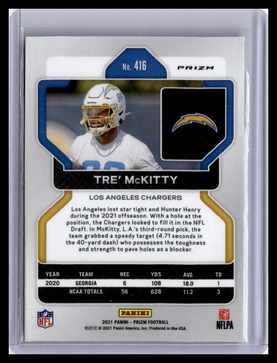 2021 Panini Prizm #416 Tre' McKitty Lazer