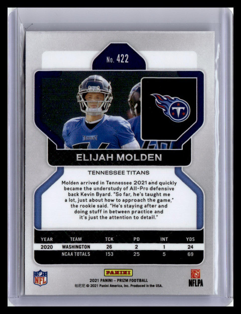 2021 Panini Prizm #422 Elijah Molden