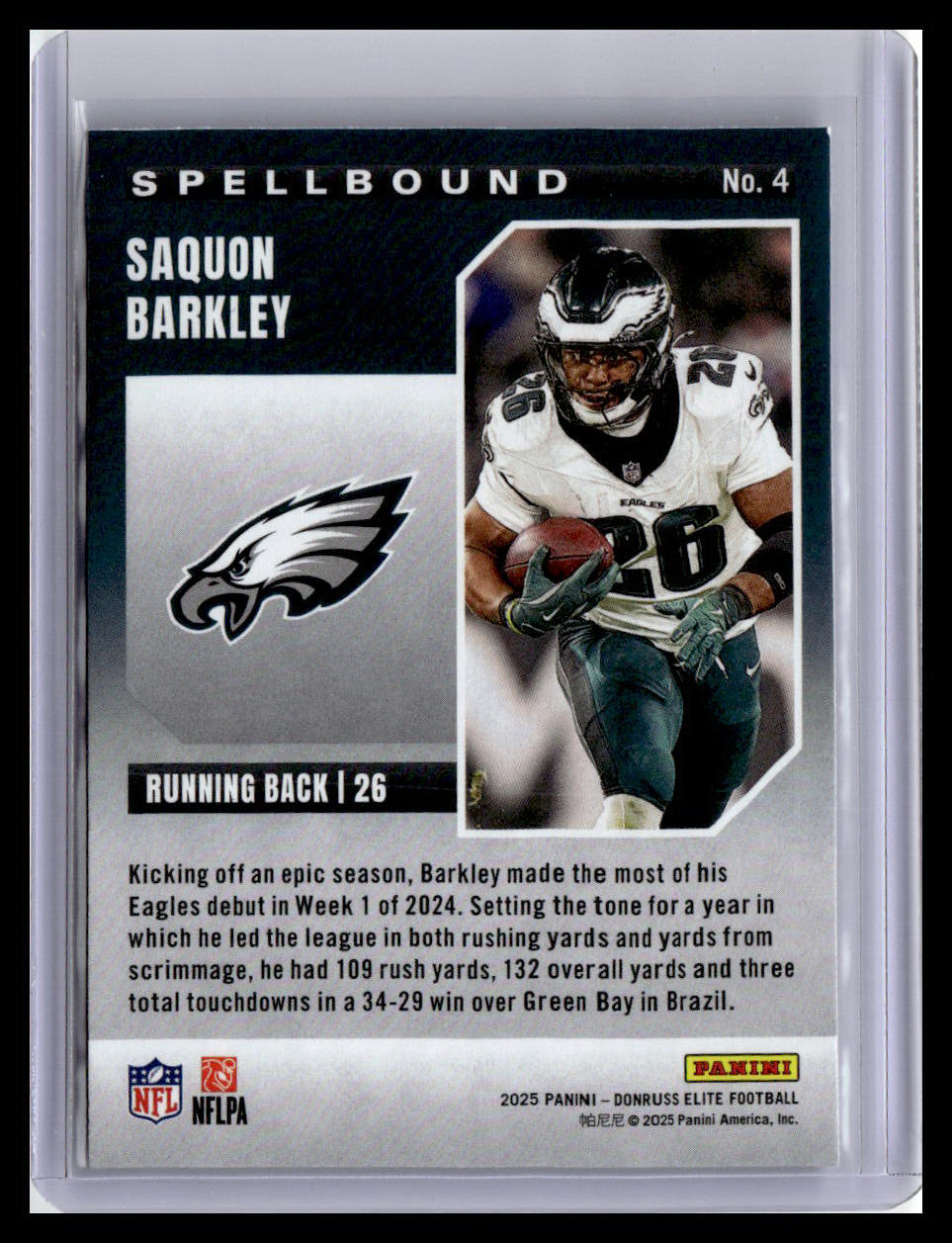 2025 Donruss Elite #4 Saquon Barkley Spellbound Green