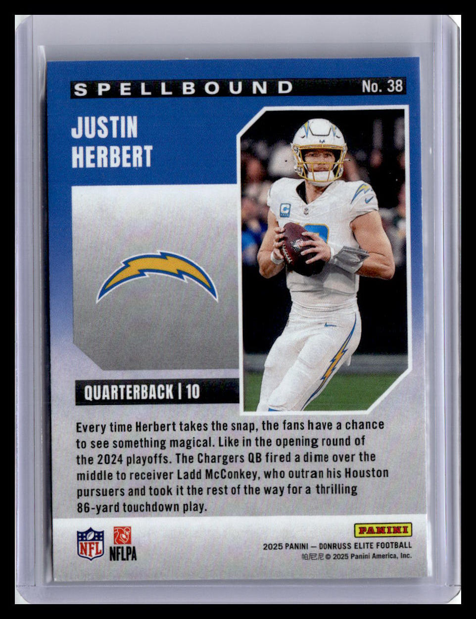 2025 Donruss Elite #38 Justin Herbert Spellbound Lavendar