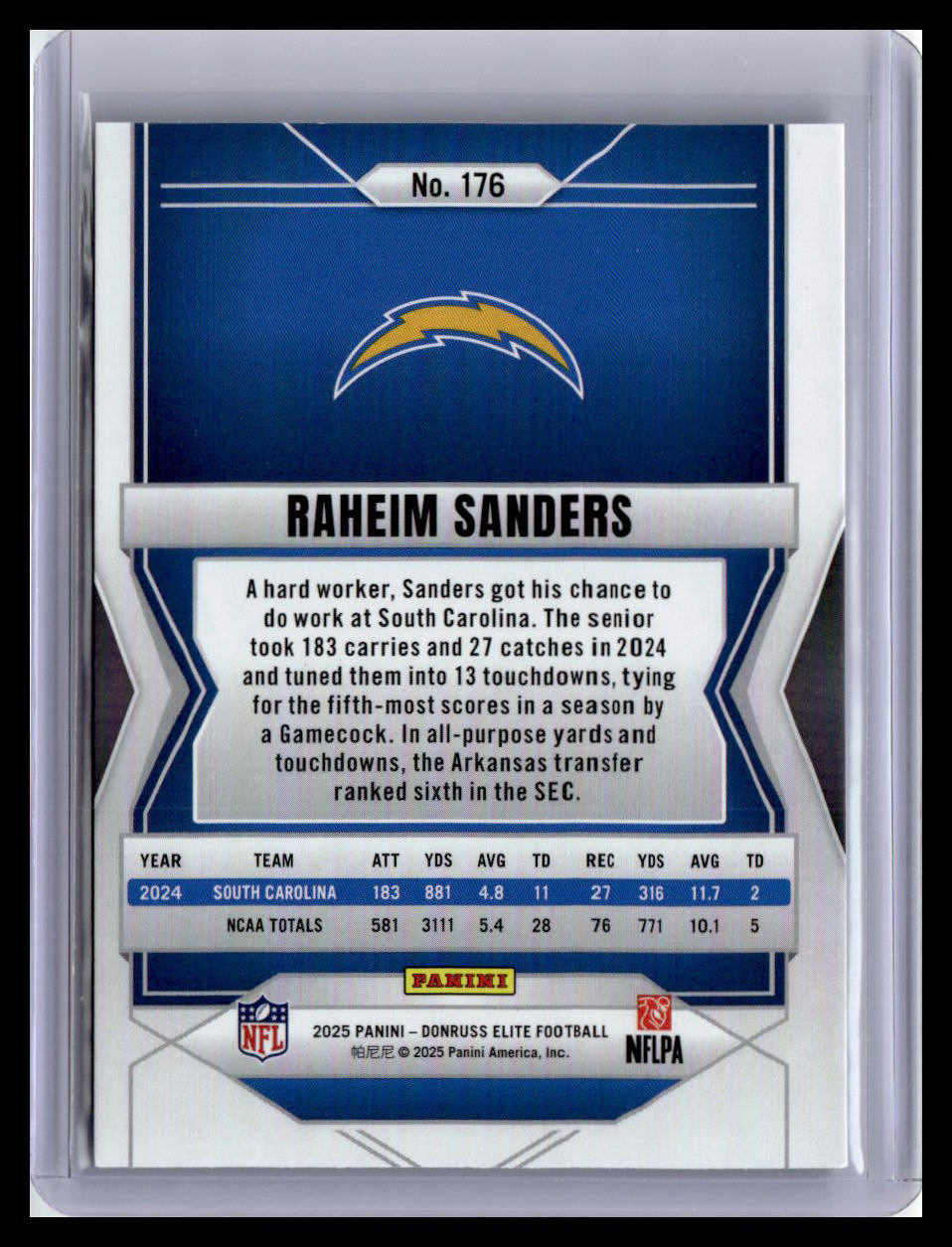 2025 Donruss Elite #176 Raheim Sanders Green Disco
