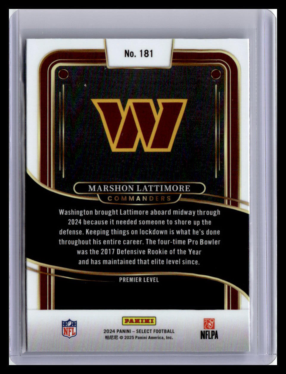 2024 Panini Select #181 Marshon Lattimore