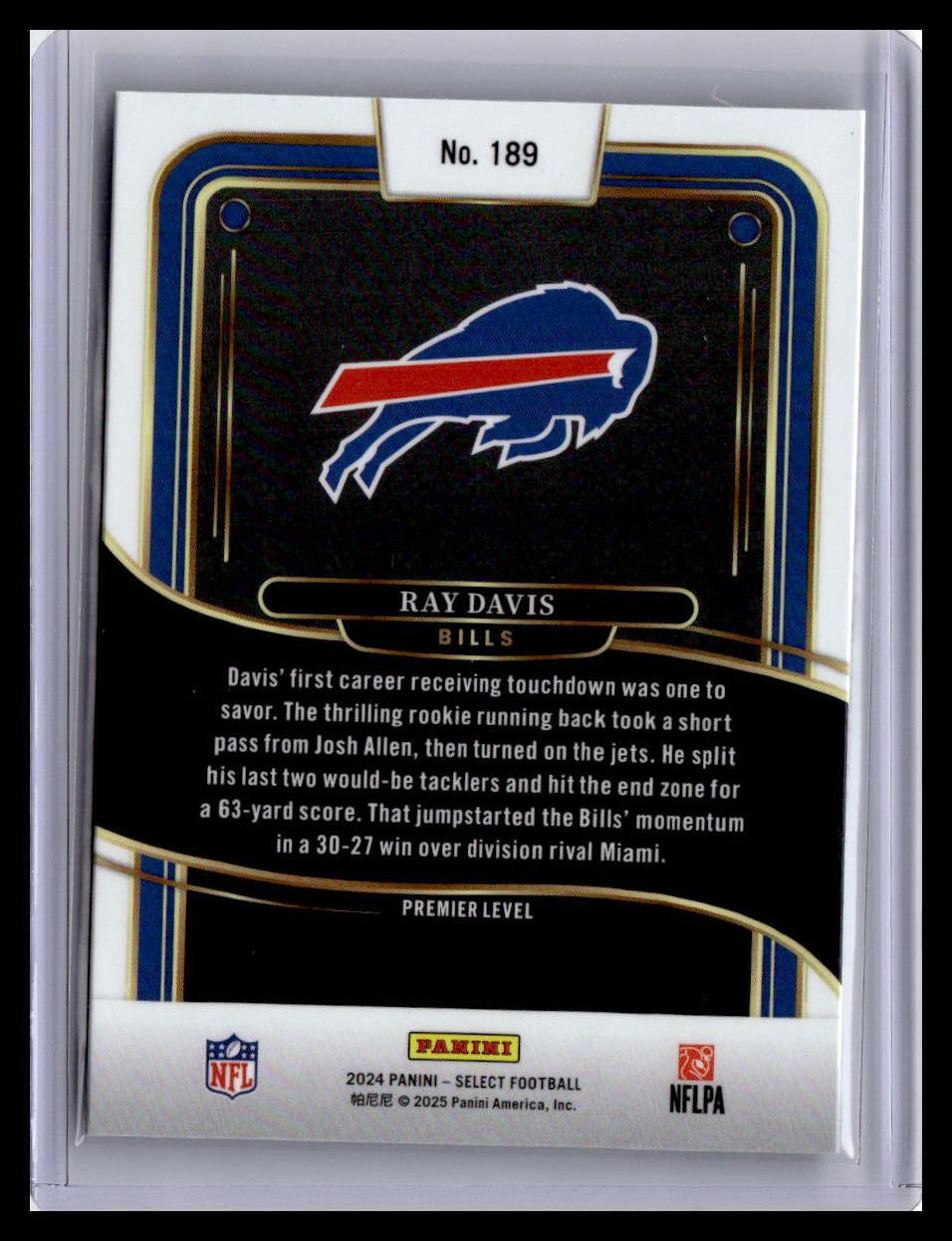 2024 Panini Select #189 Ray Davis