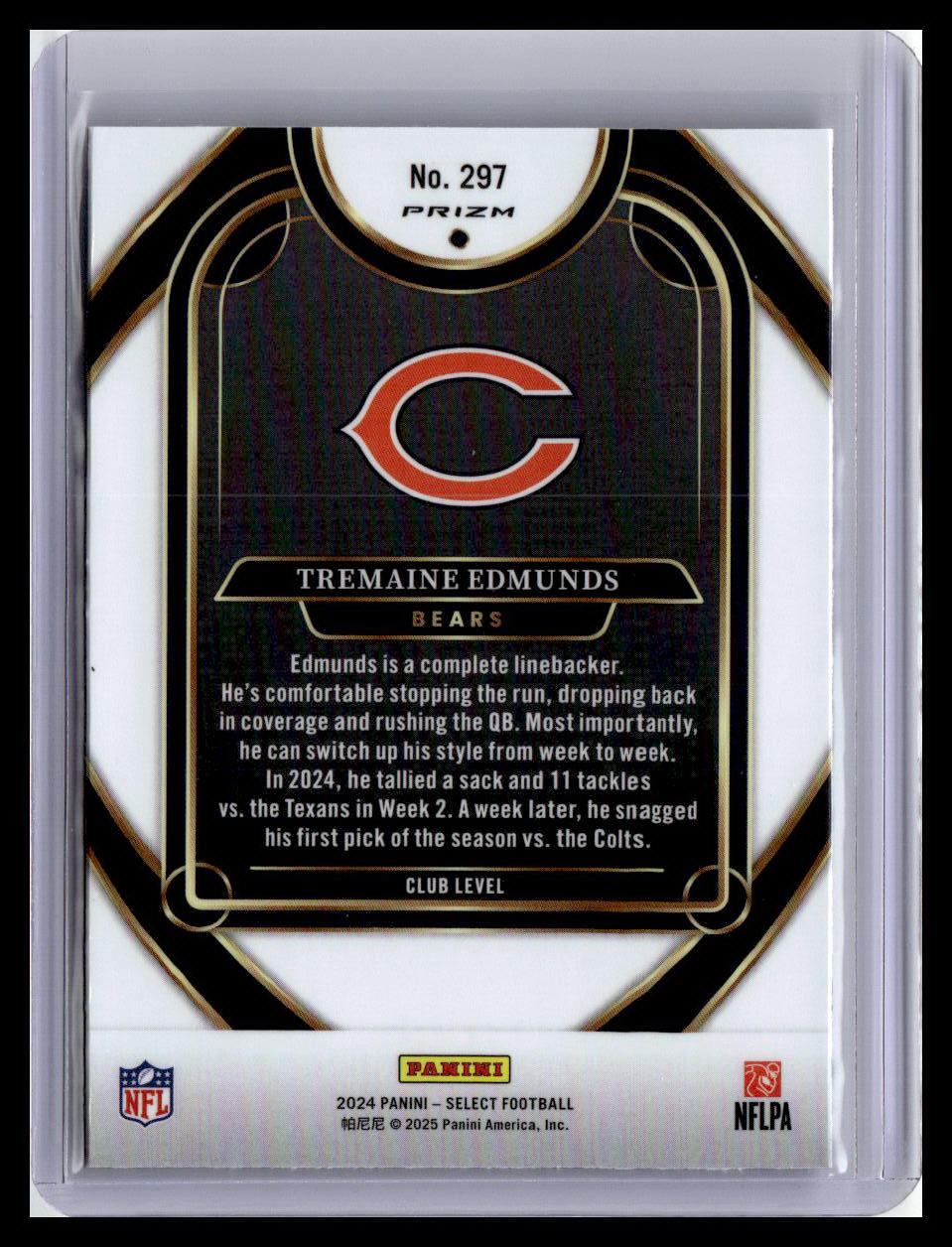 2024 Panini Select #297 Tremaine Edmunds Red & Blue Prizm Shock