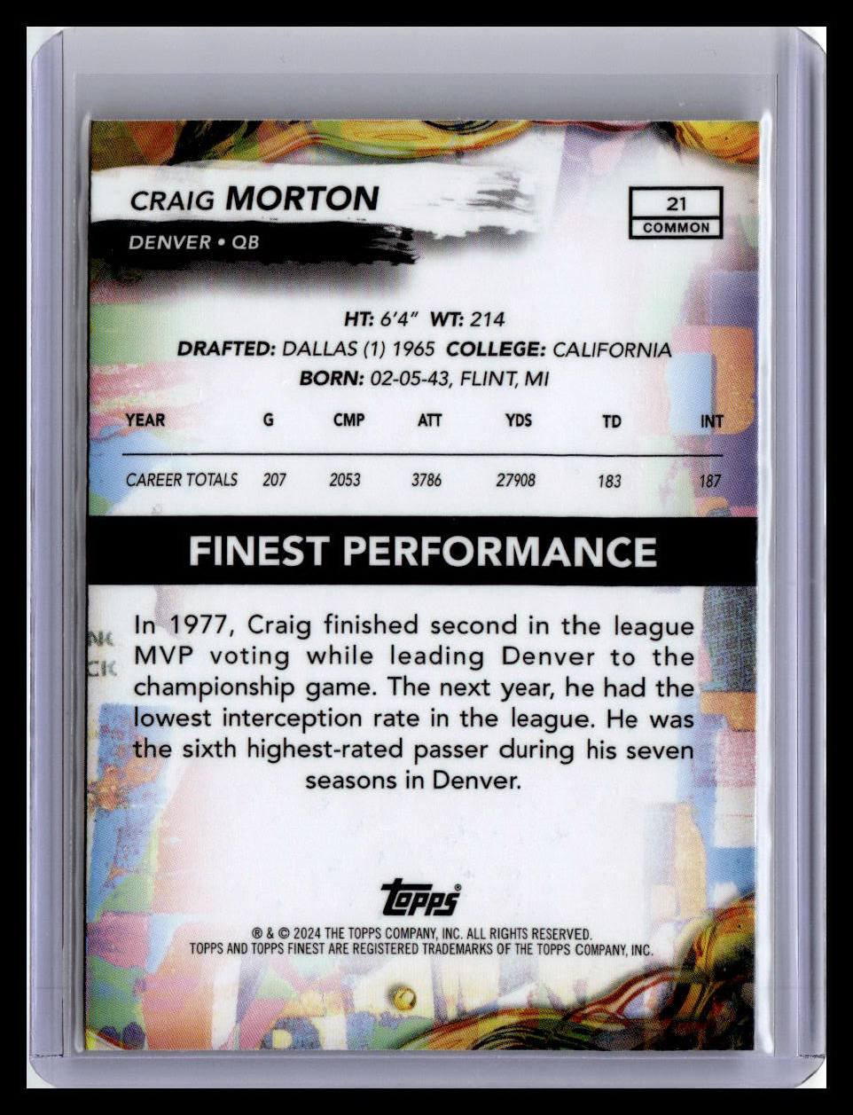 2024 Finest #21 Craig Morton