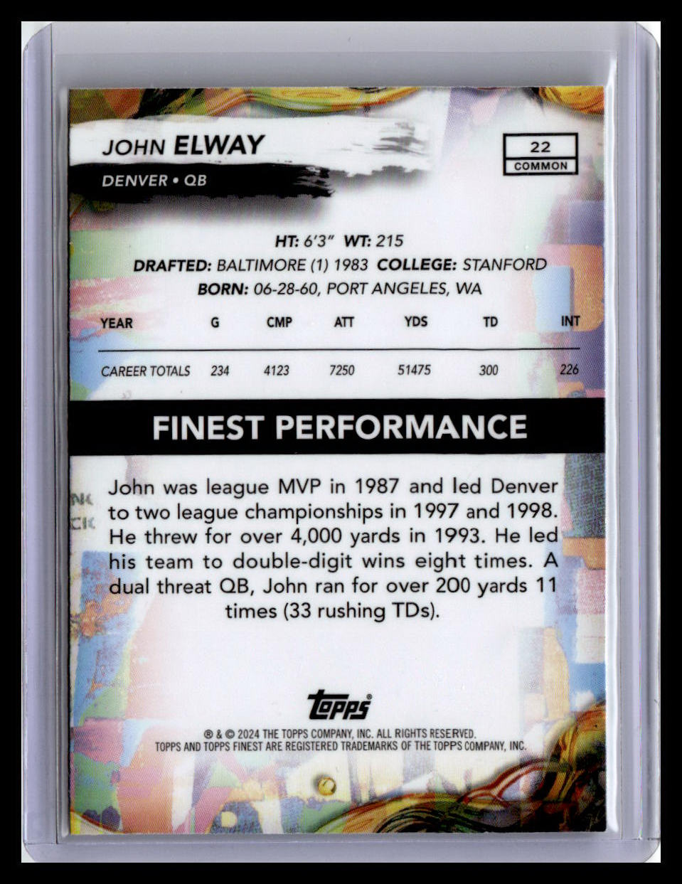 2024 Finest #22 John Elway