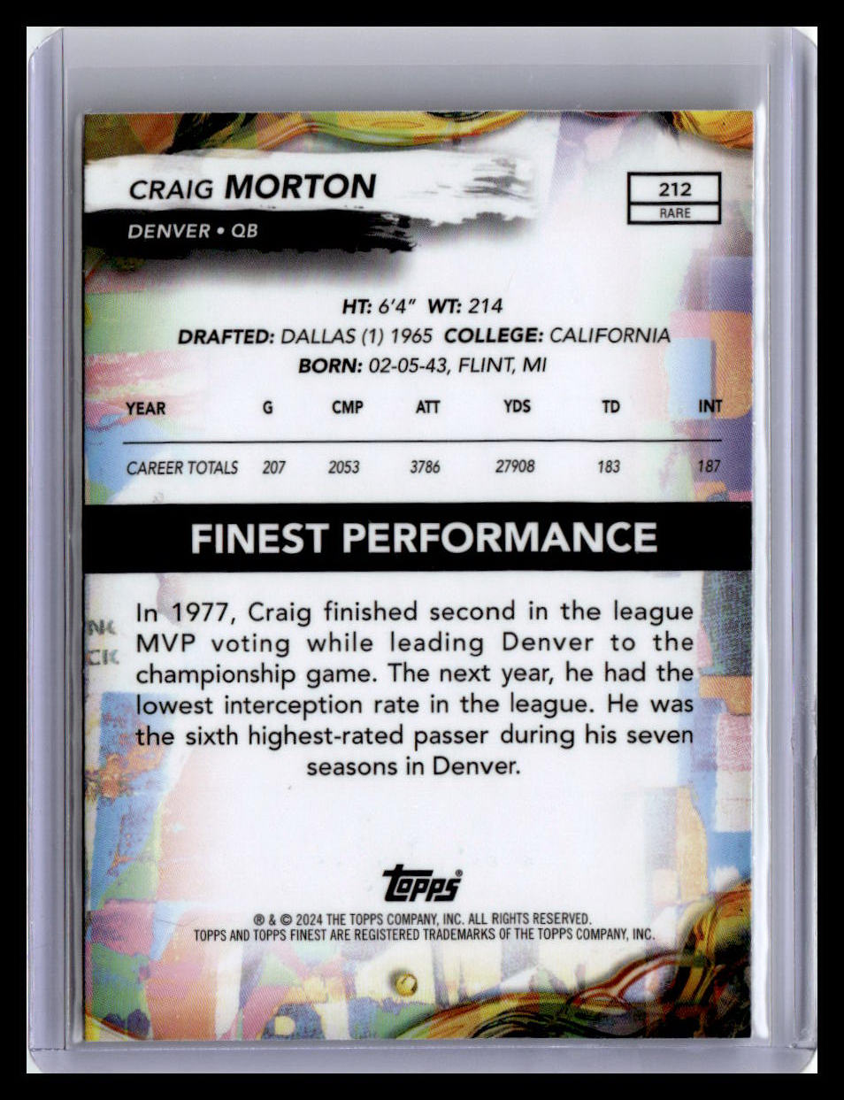 2024 Finest #212 Craig Morton