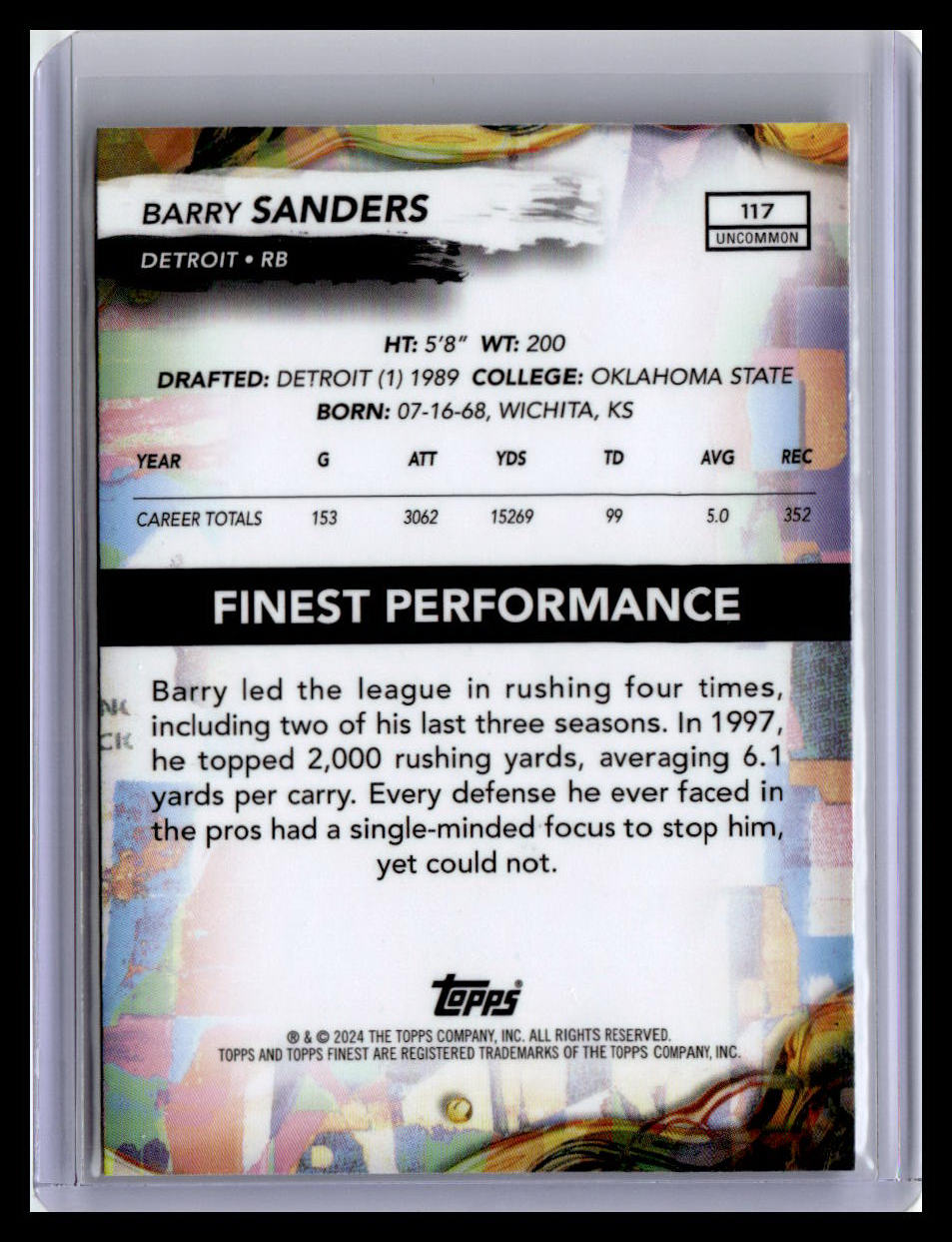 2024 Finest #117 Barry Sanders