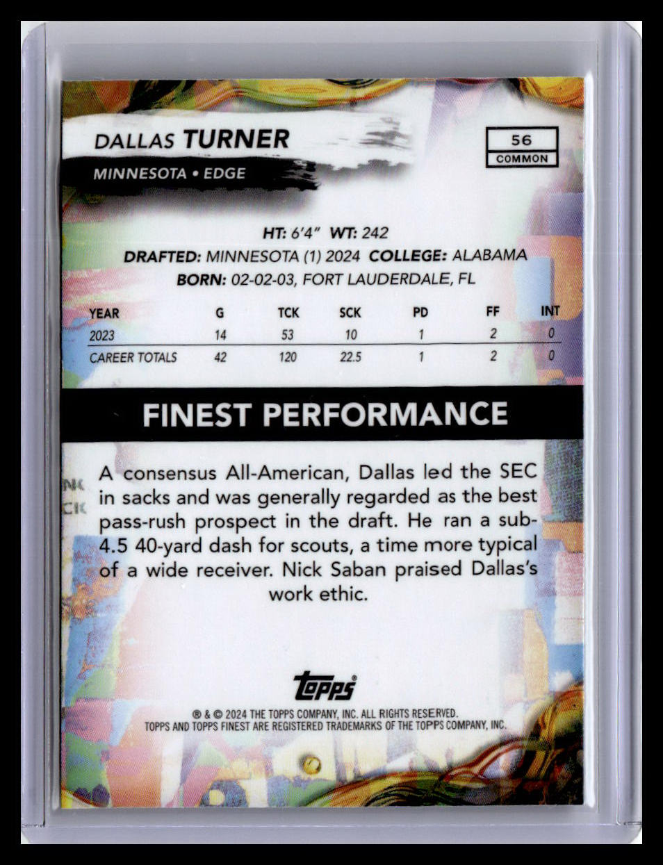 2024 Finest #56 Dallas Turner