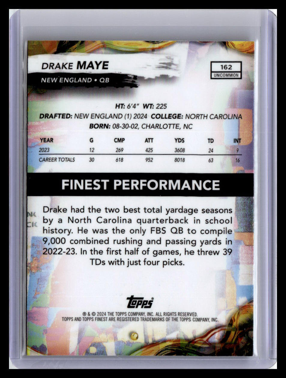 2024 Finest #162 Drake Maye