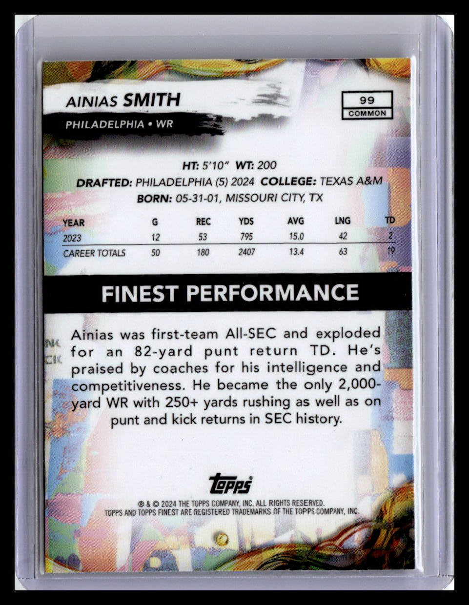 2024 Finest #99 Ainias Smith