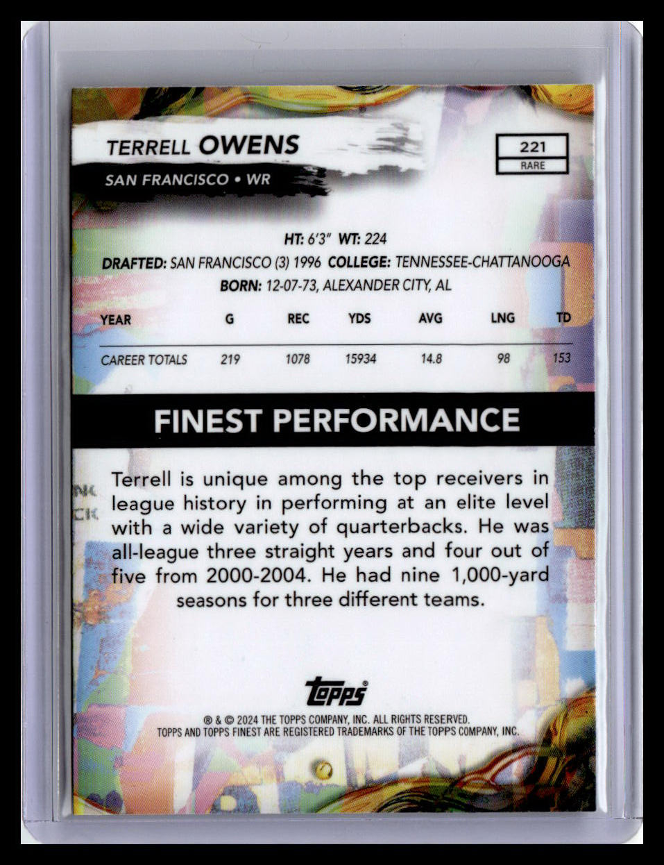 2024 Finest #221 Terrell Owens Checkerboard Refractor