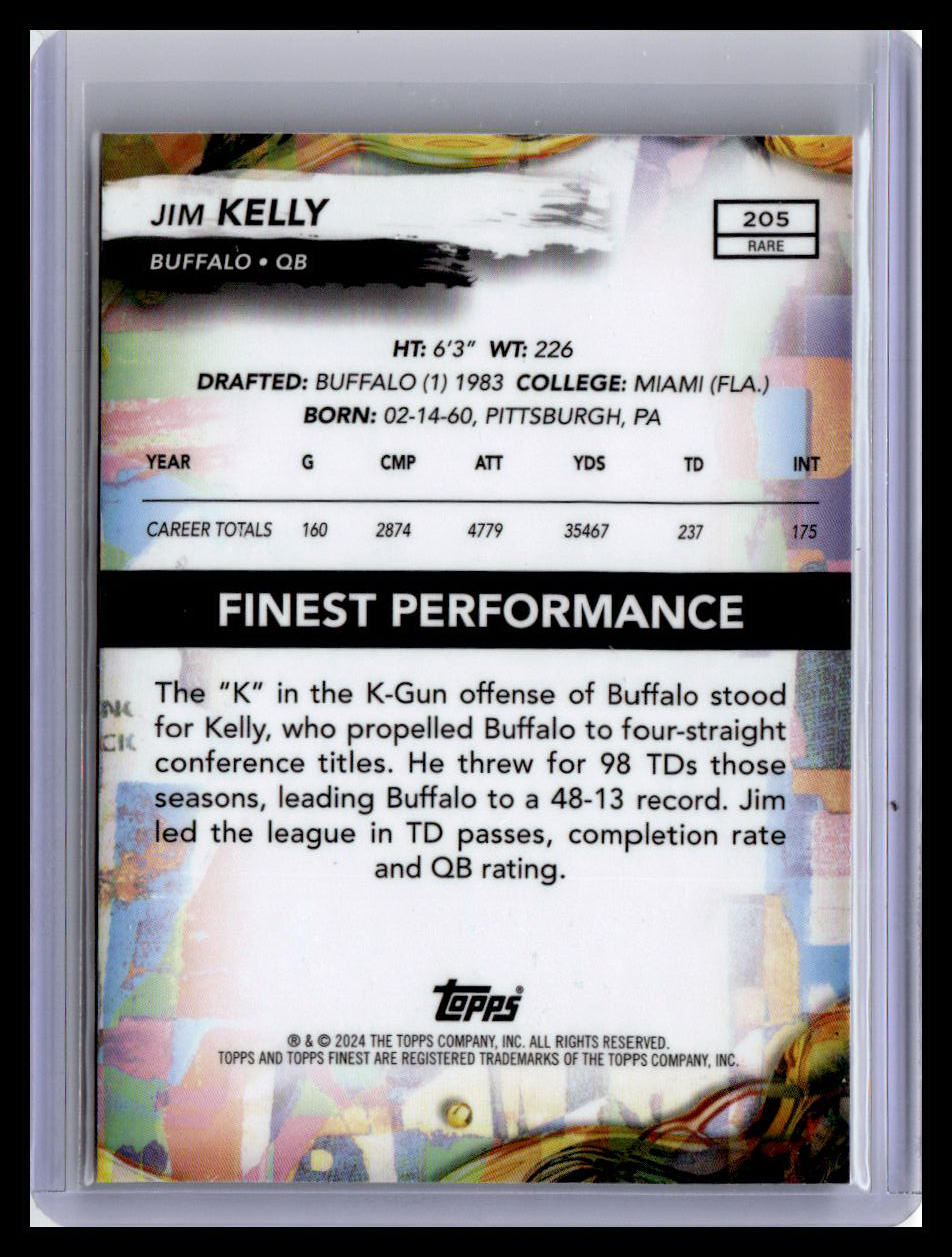 2024 Finest #205 Jim Kelly Sky Blue Refractor #/150