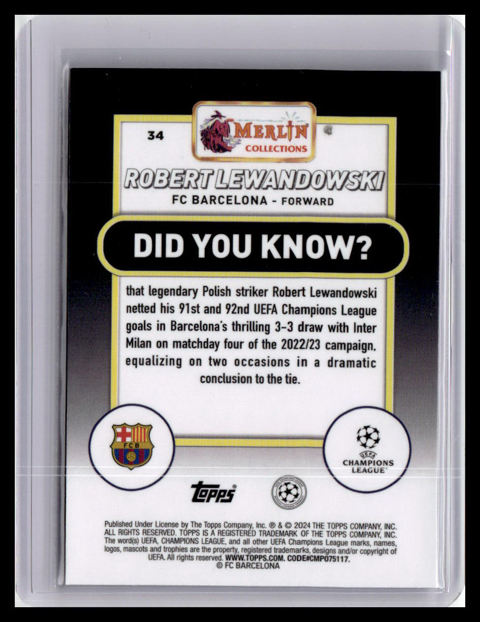 2023-24 Merlin UEFA Club Competitions #34 Robert Lewandowski