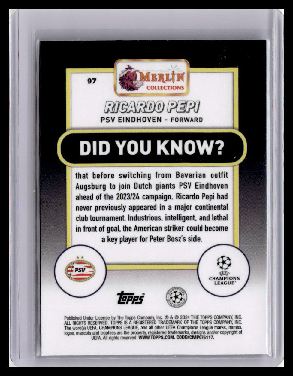 2023-24 Merlin UEFA Club Competitions #97 Ricardo Pepi