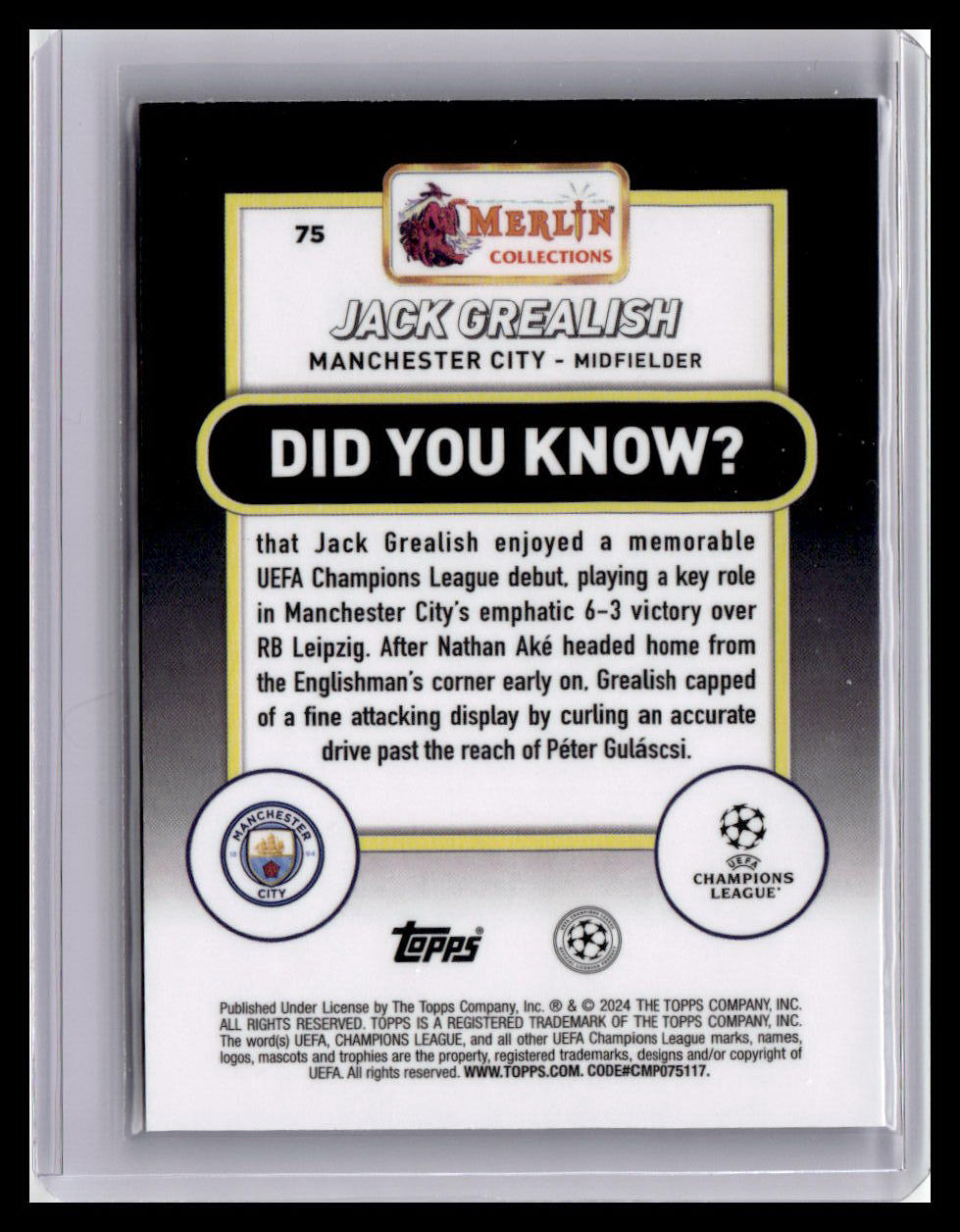 2023-24 Merlin UEFA Club Competitions #75 Jack Grealish