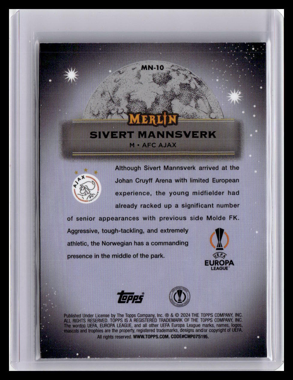 2023-24 Merlin UEFA Club Competitions #MN-10 Sivert Mannsverk Mystic Nights