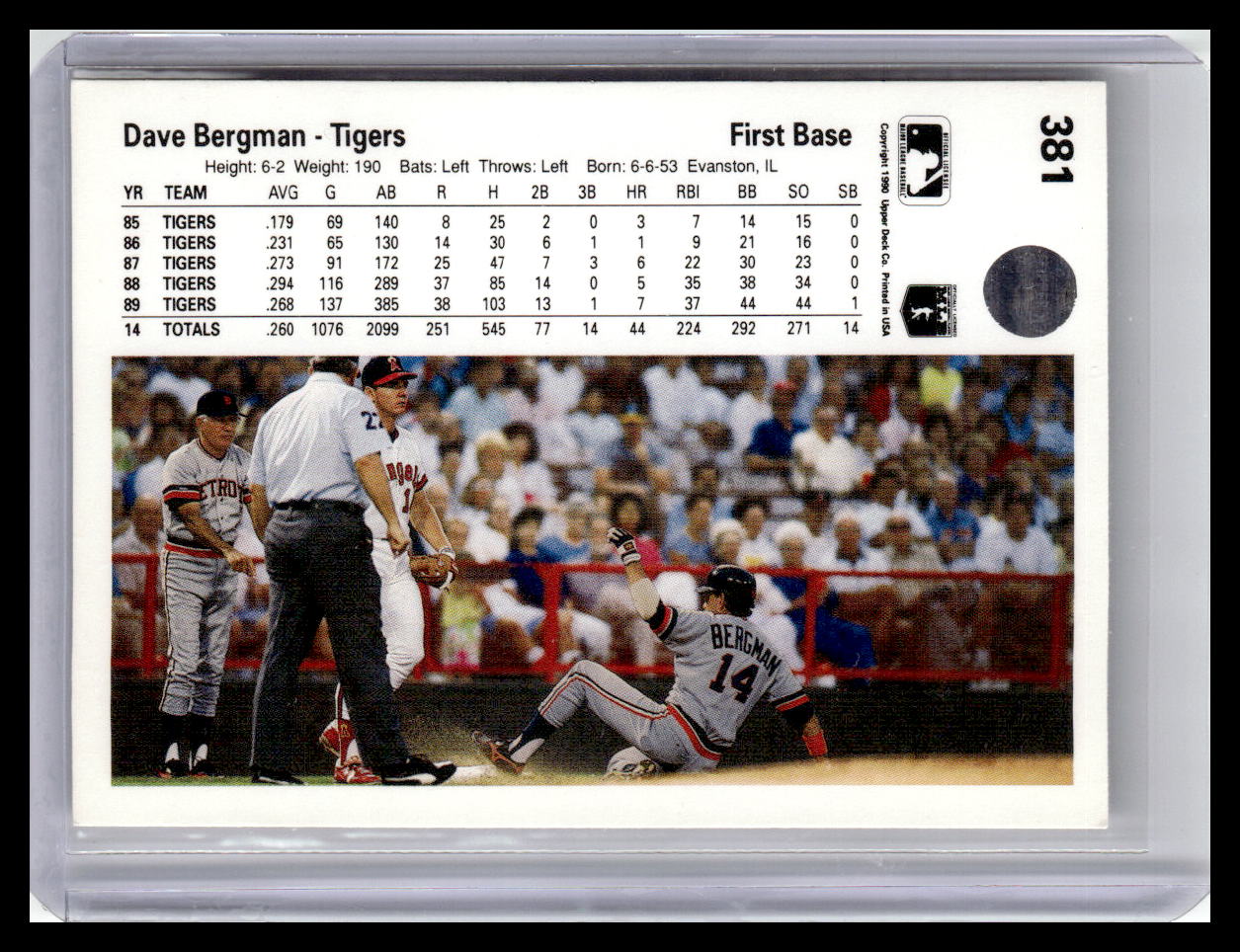 1990 Upper Deck #381 Dave Bergman