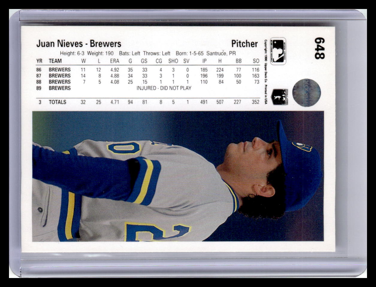 1990 Upper Deck #648 Juan Nieves