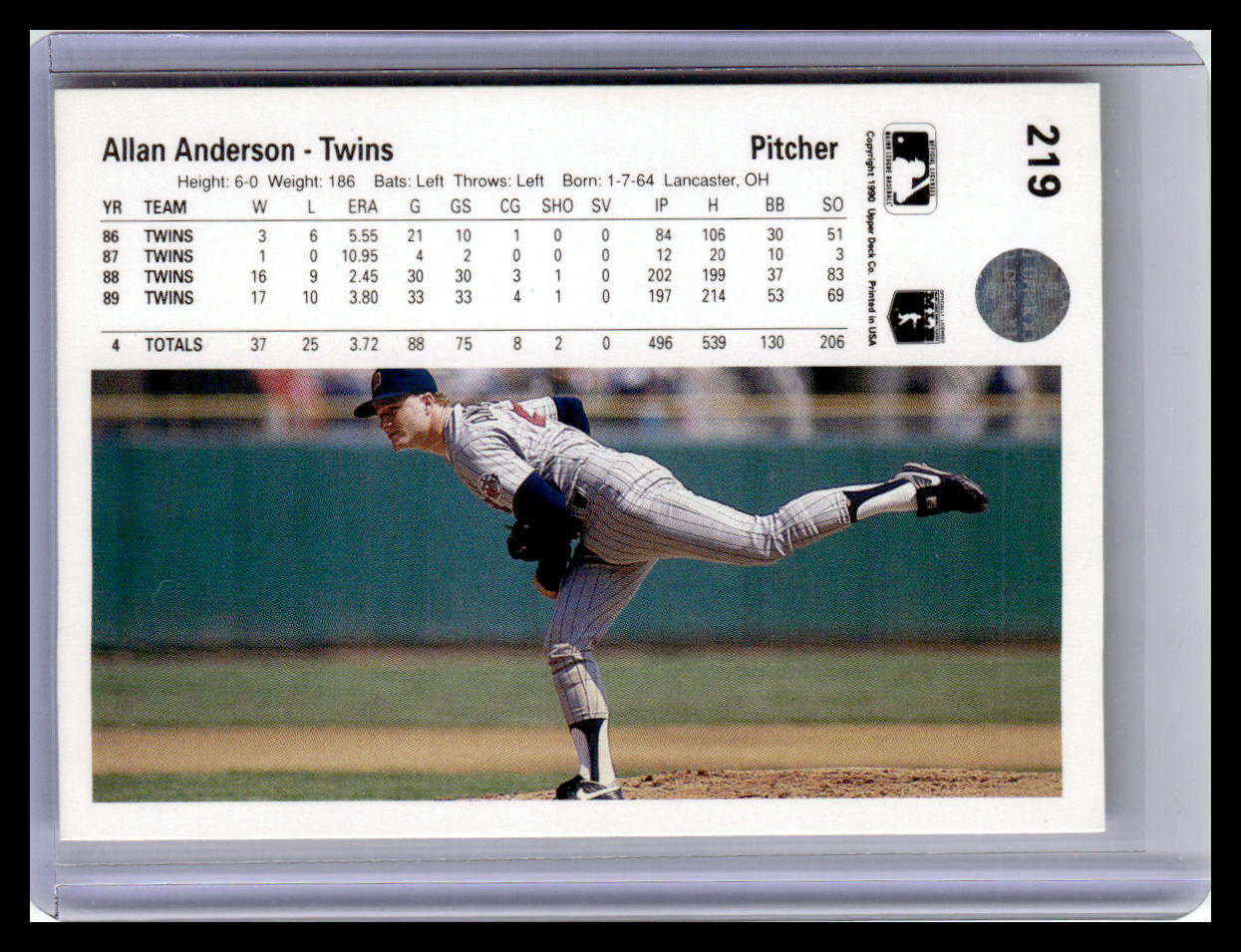 1990 Upper Deck #219 Allan Anderson