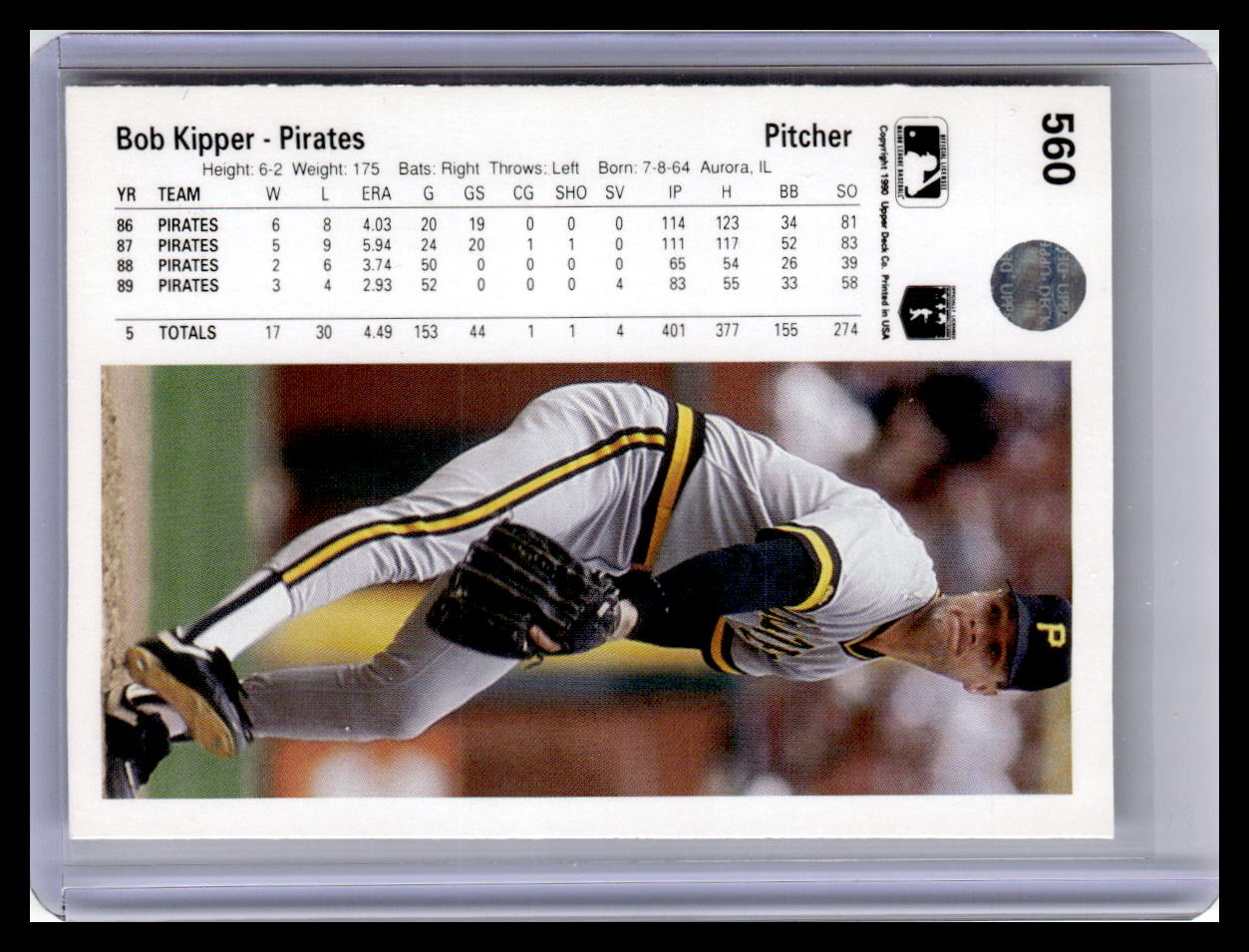 1990 Upper Deck #560 Bob Kipper