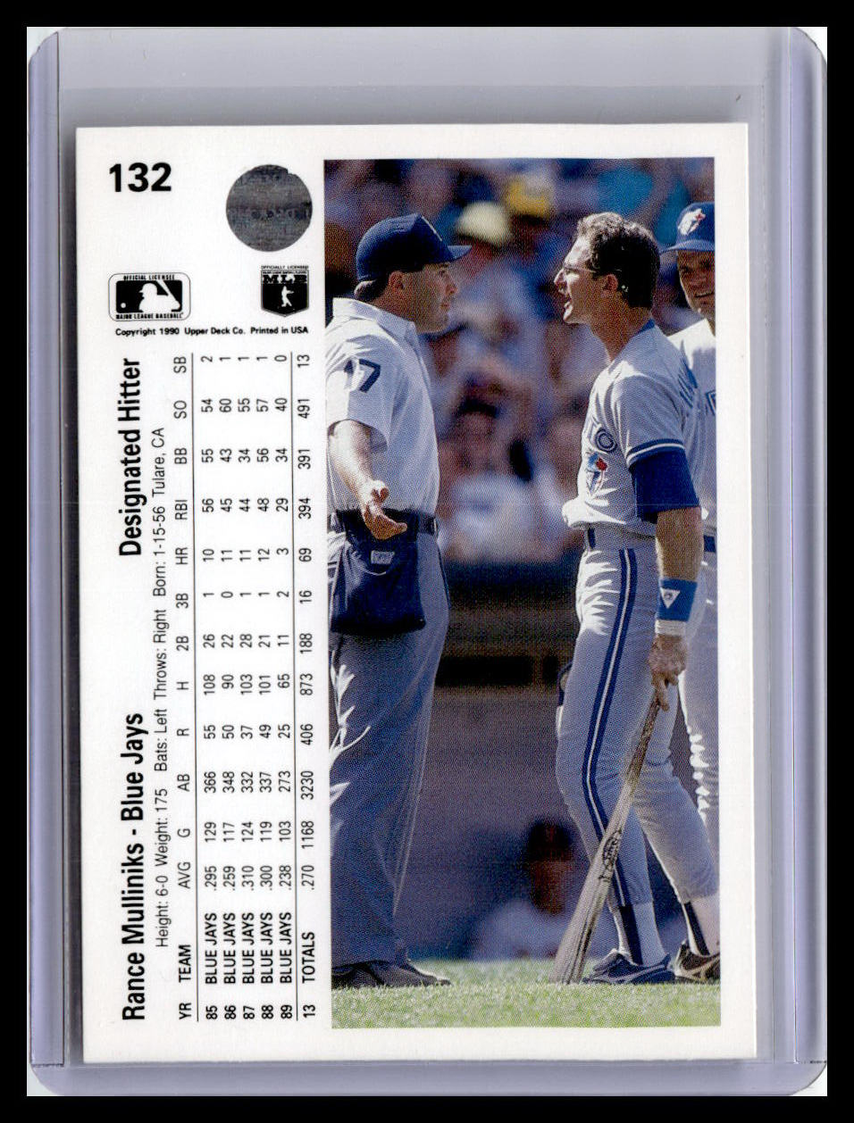 1990 Upper Deck #132a Rance Mulliniks