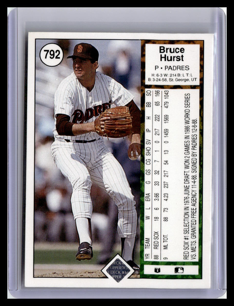 1989 Upper Deck #792 Bruce Hurst