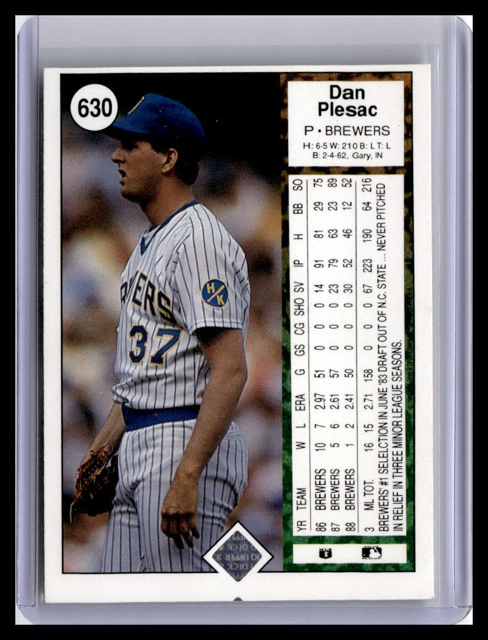 1989 Upper Deck #630 Dan Plesac