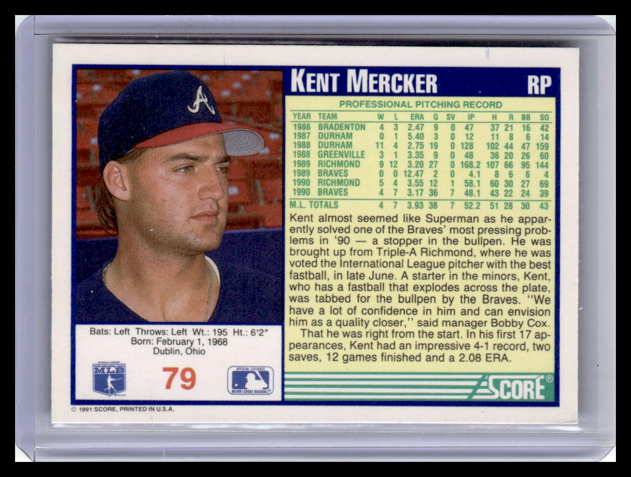 1991 Score #79 Kent Mercker