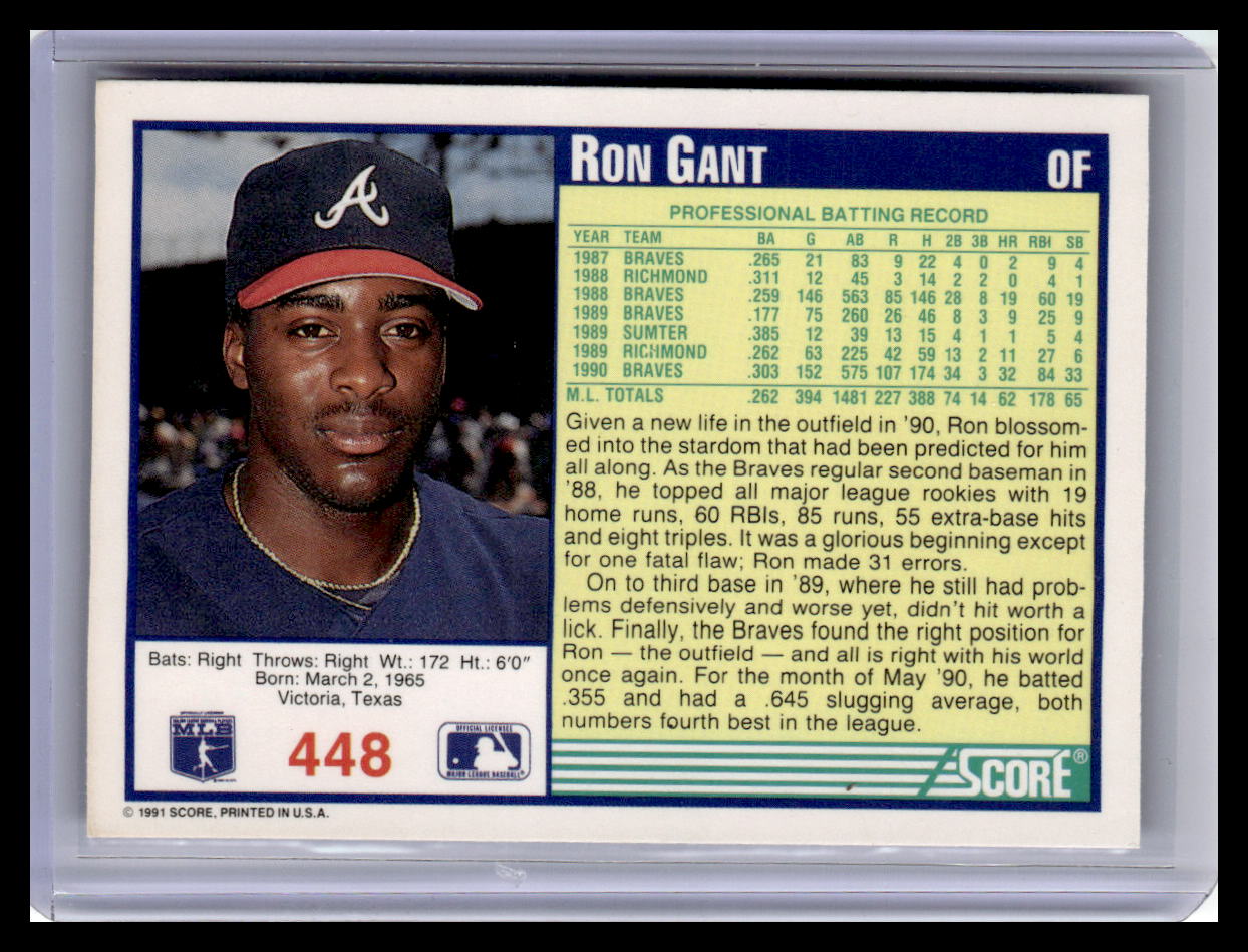 1991 Score #448 Ron Gant