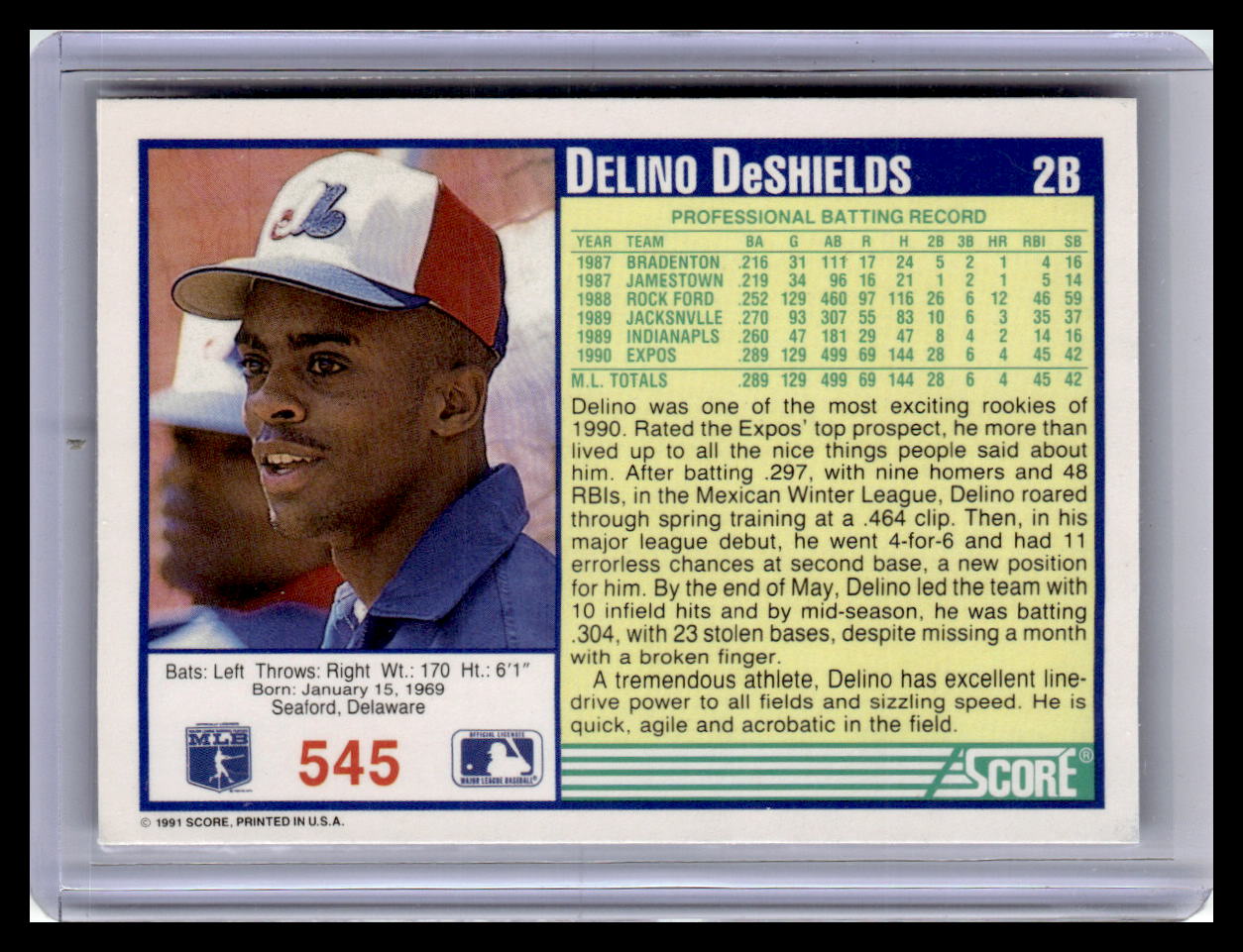 1991 Score #545 Delino DeShields
