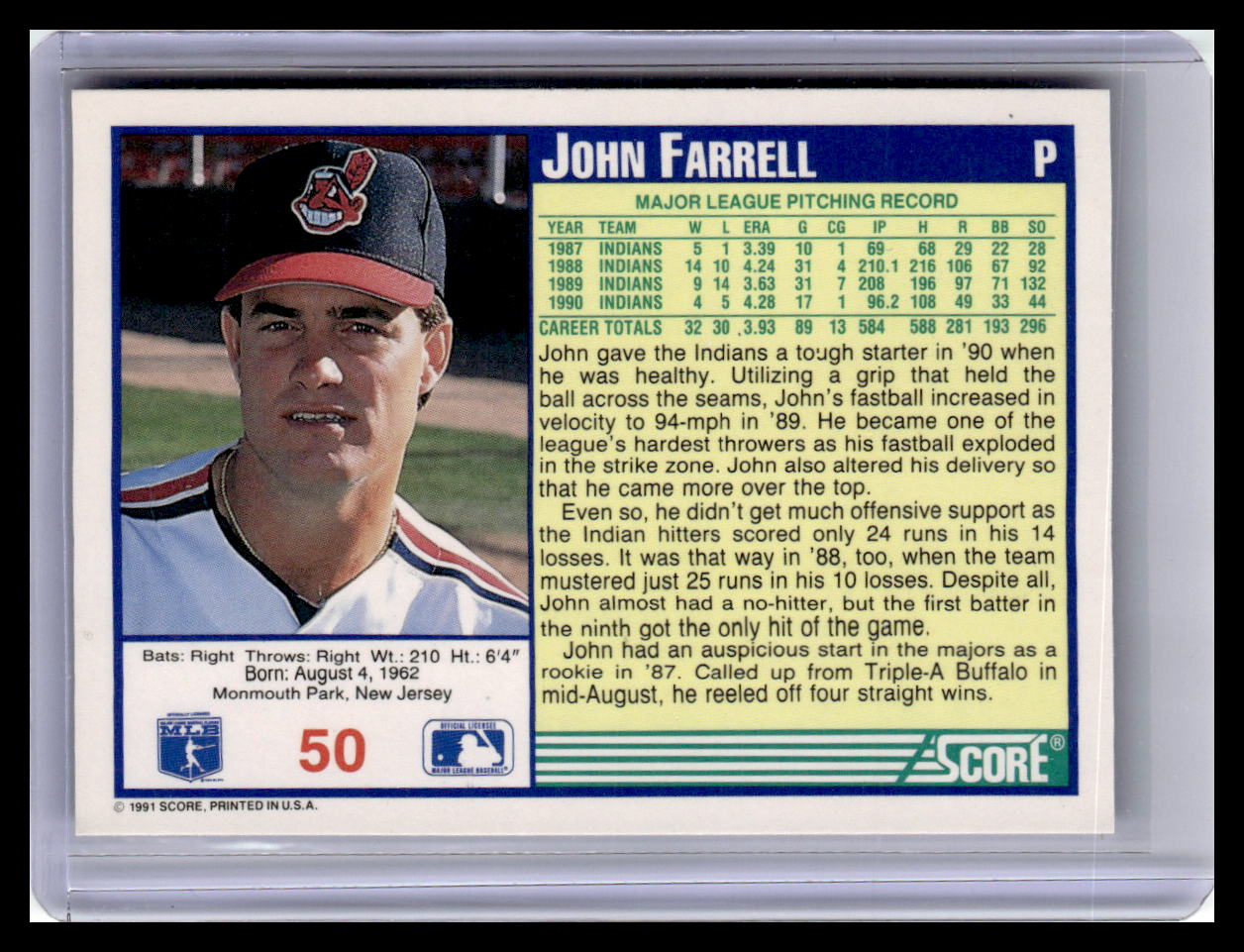 1991 Score #50 John Farrell
