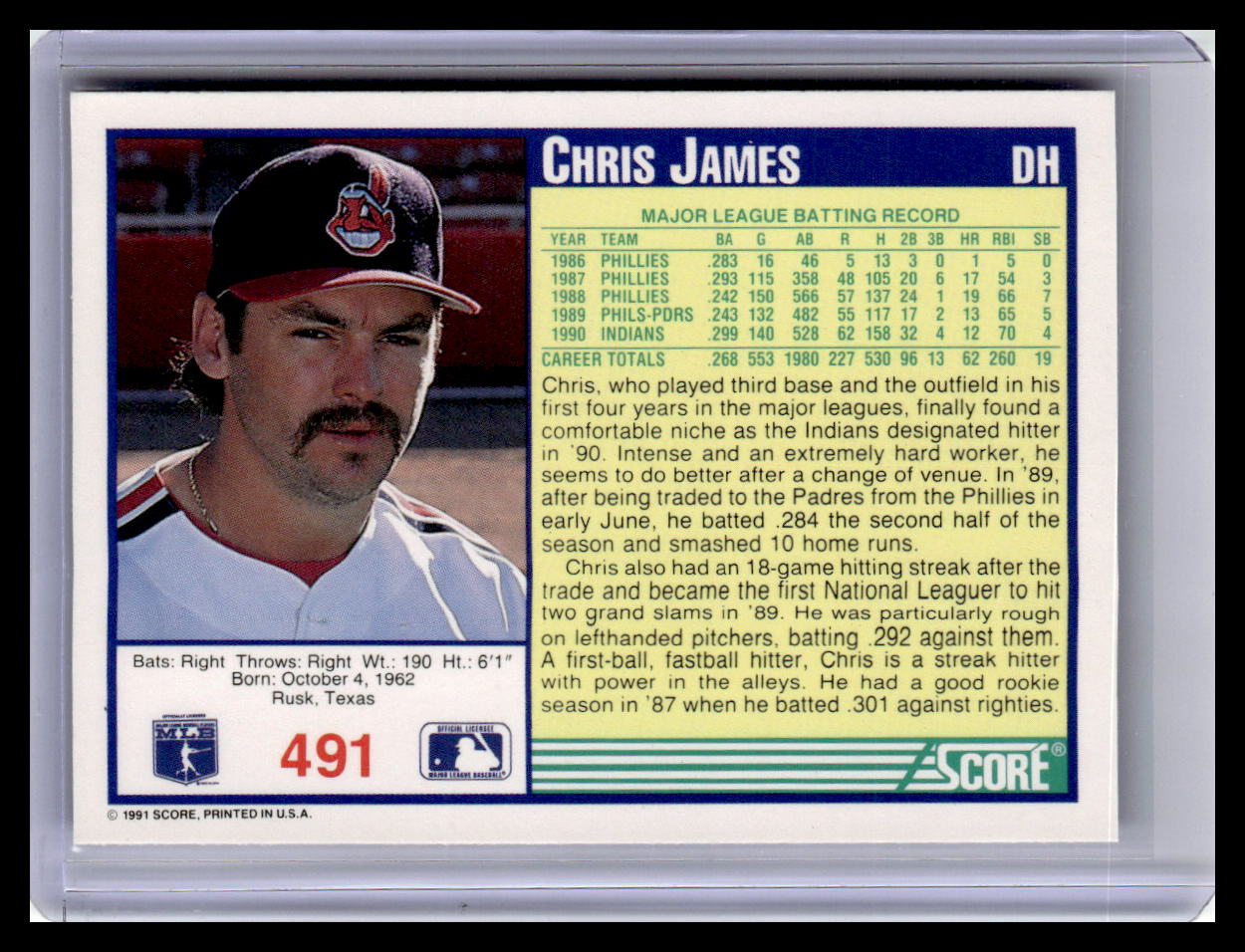 1991 Score #491 Chris James