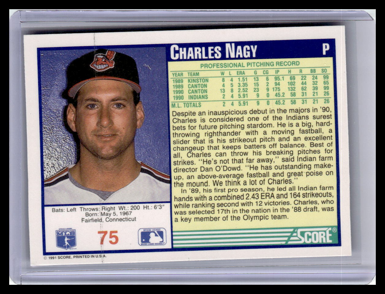 1991 Score #75 Charles Nagy