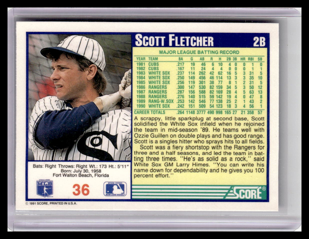 1991 Score #36 Scott Fletcher