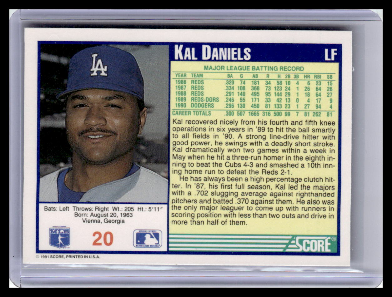 1991 Score #20 Kal Daniels