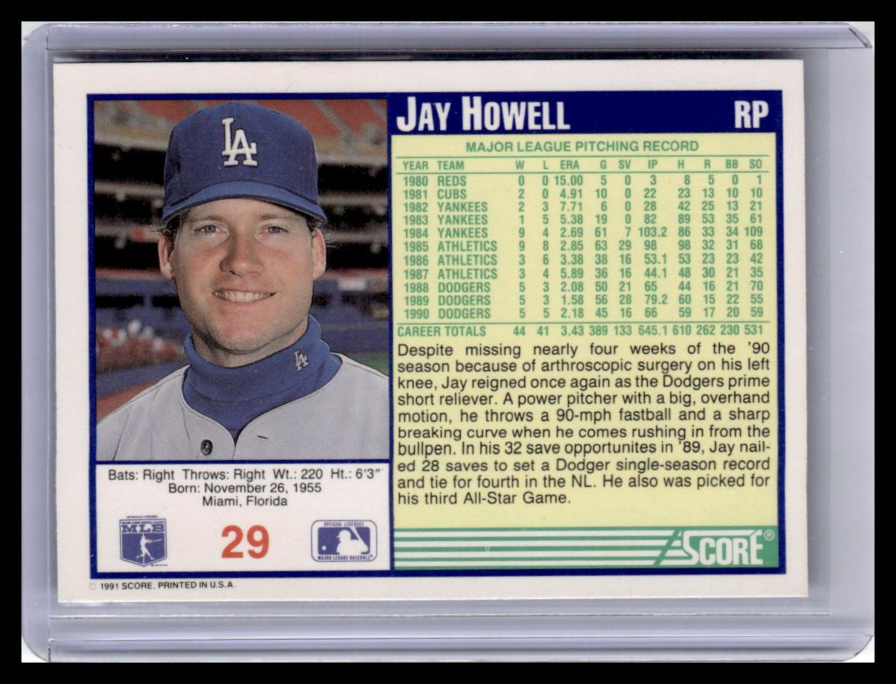 1991 Score #29 Jay Howell
