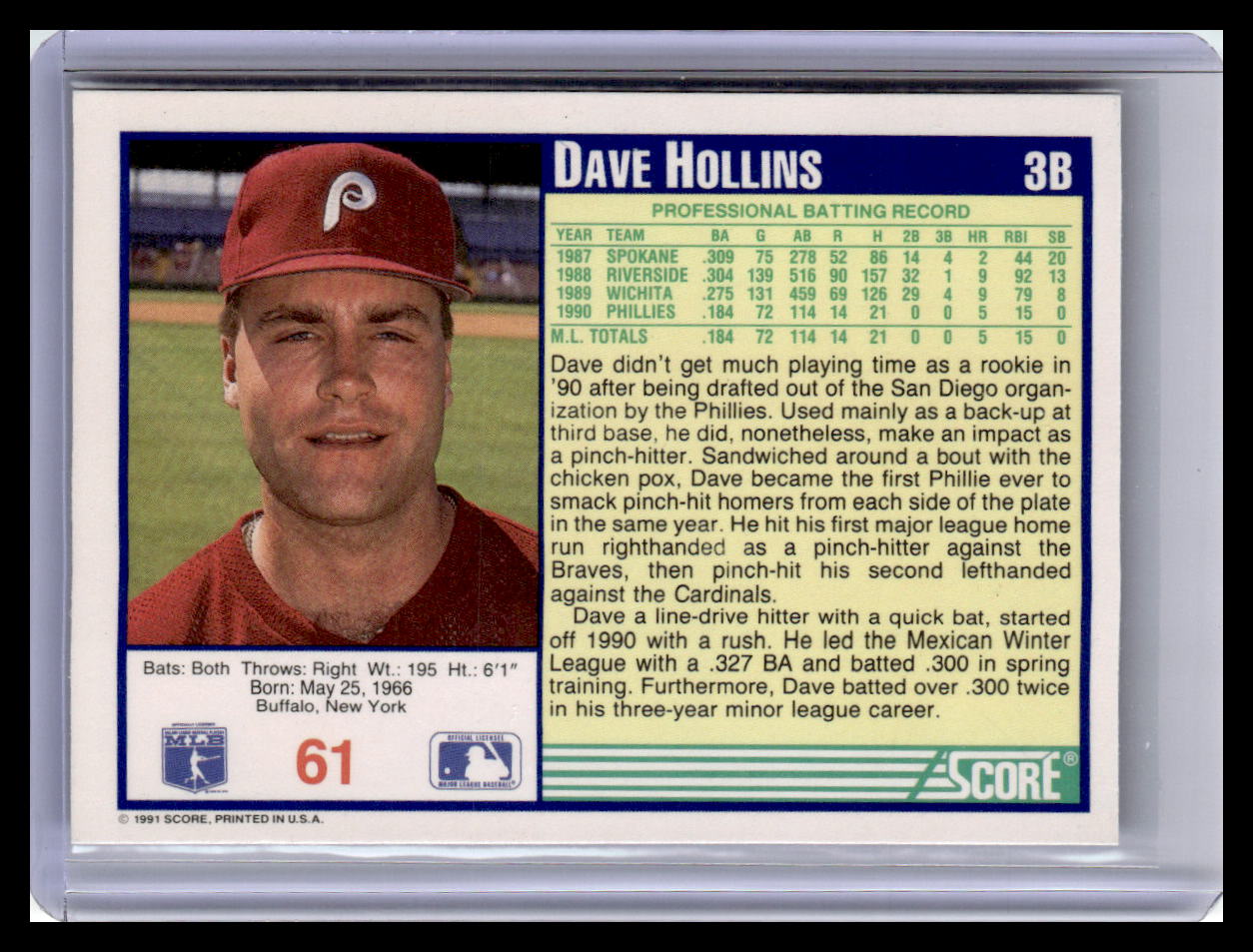1991 Score #61 Dave Hollins