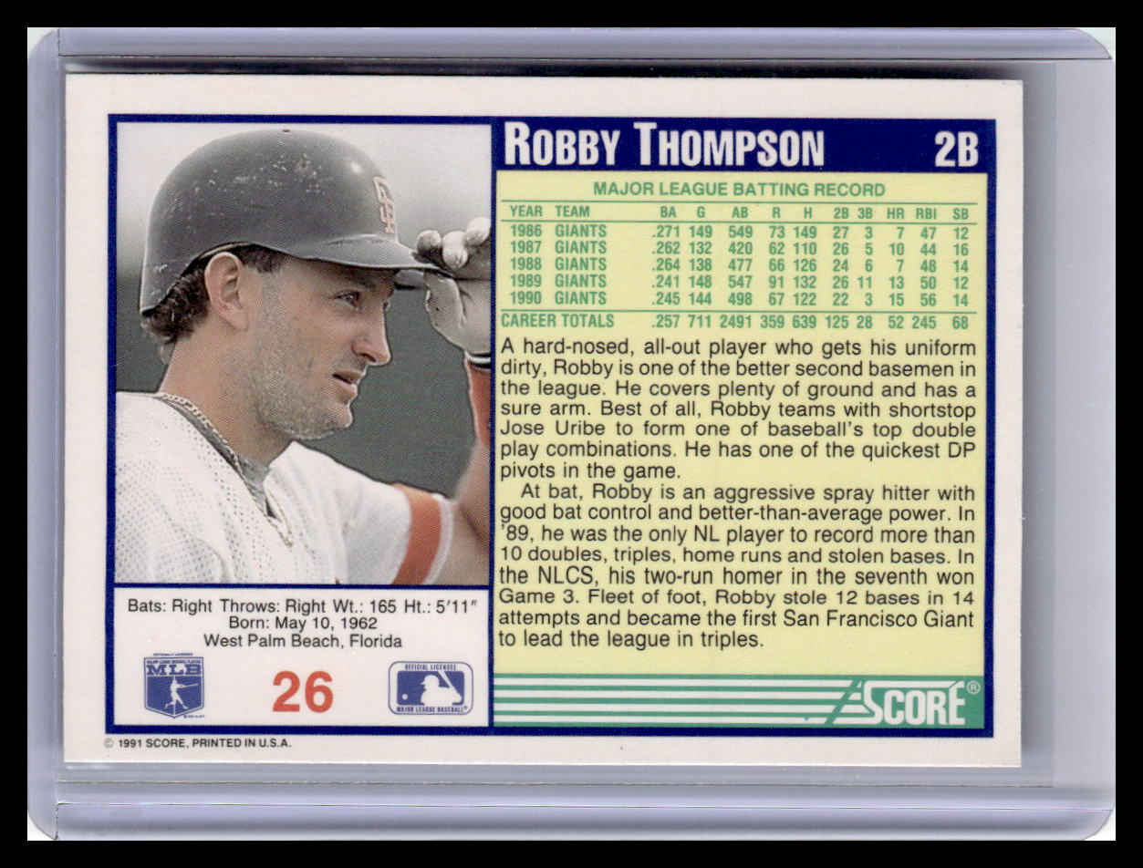 1991 Score #26 Robby Thompson