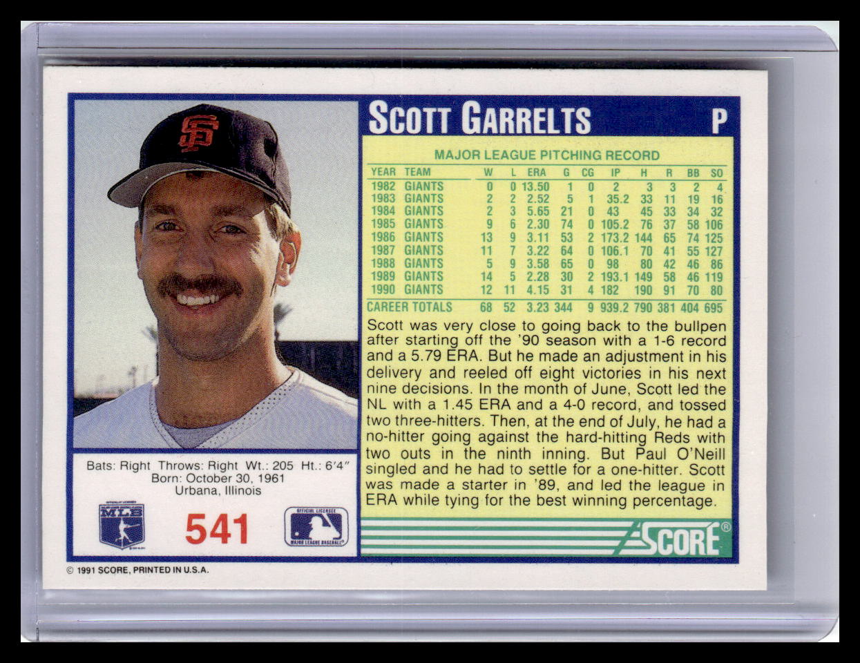 1991 Score #541 Scott Garrelts