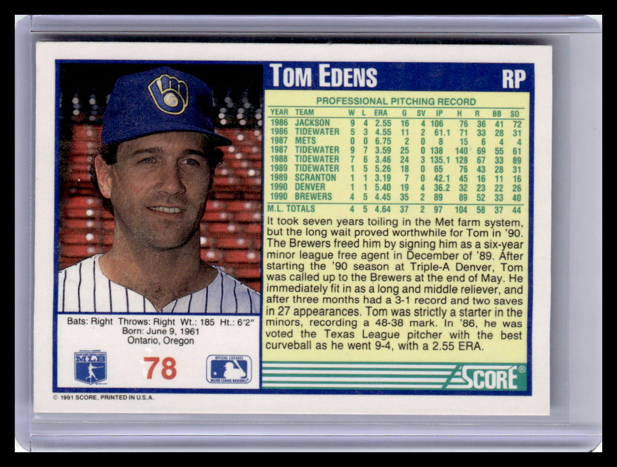 1991 Score #78 Tom Edens