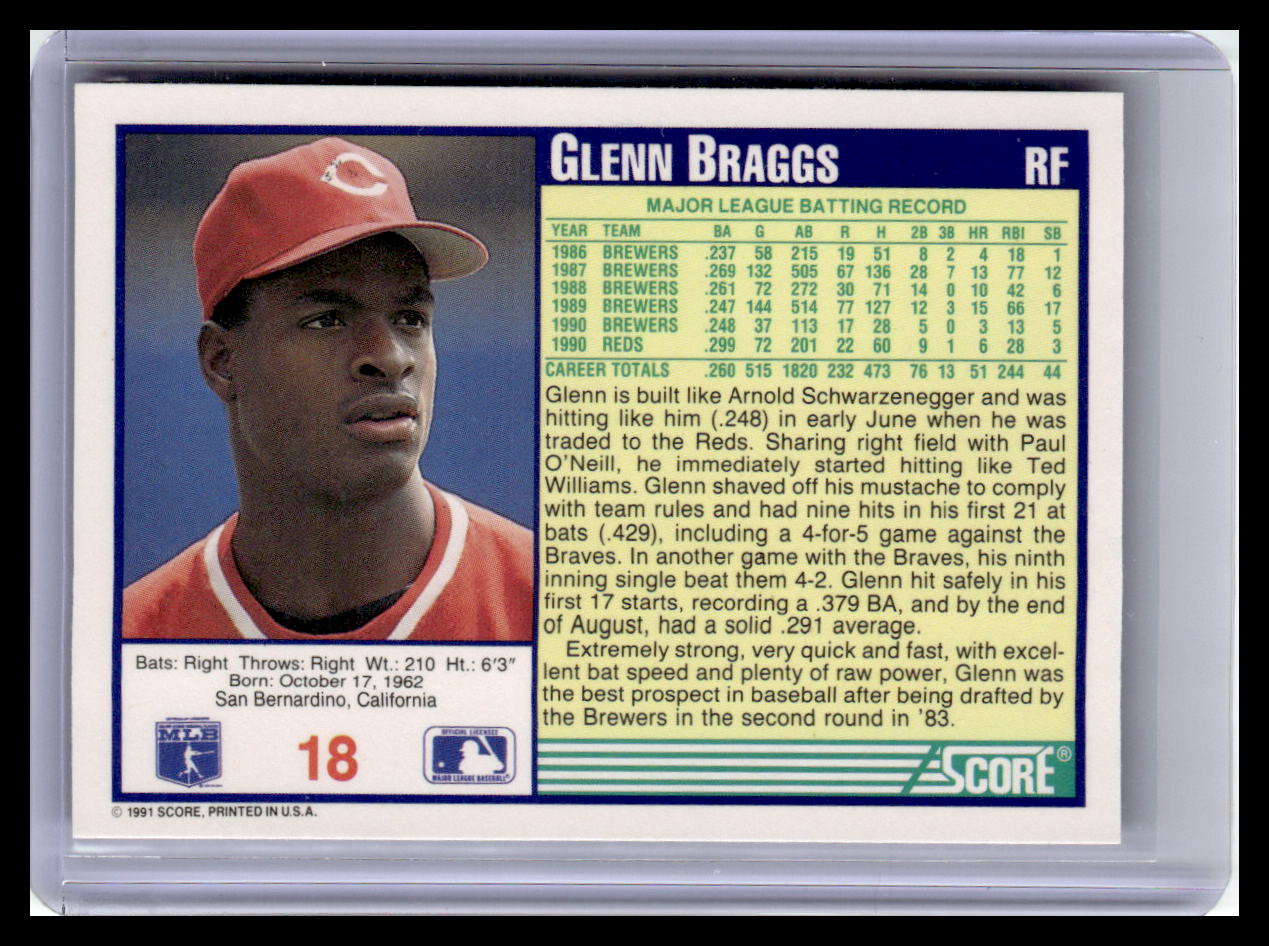 1991 Score #18 Glenn Braggs