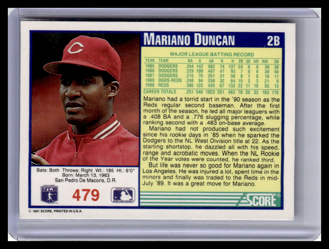 1991 Score #479 Mariano Duncan