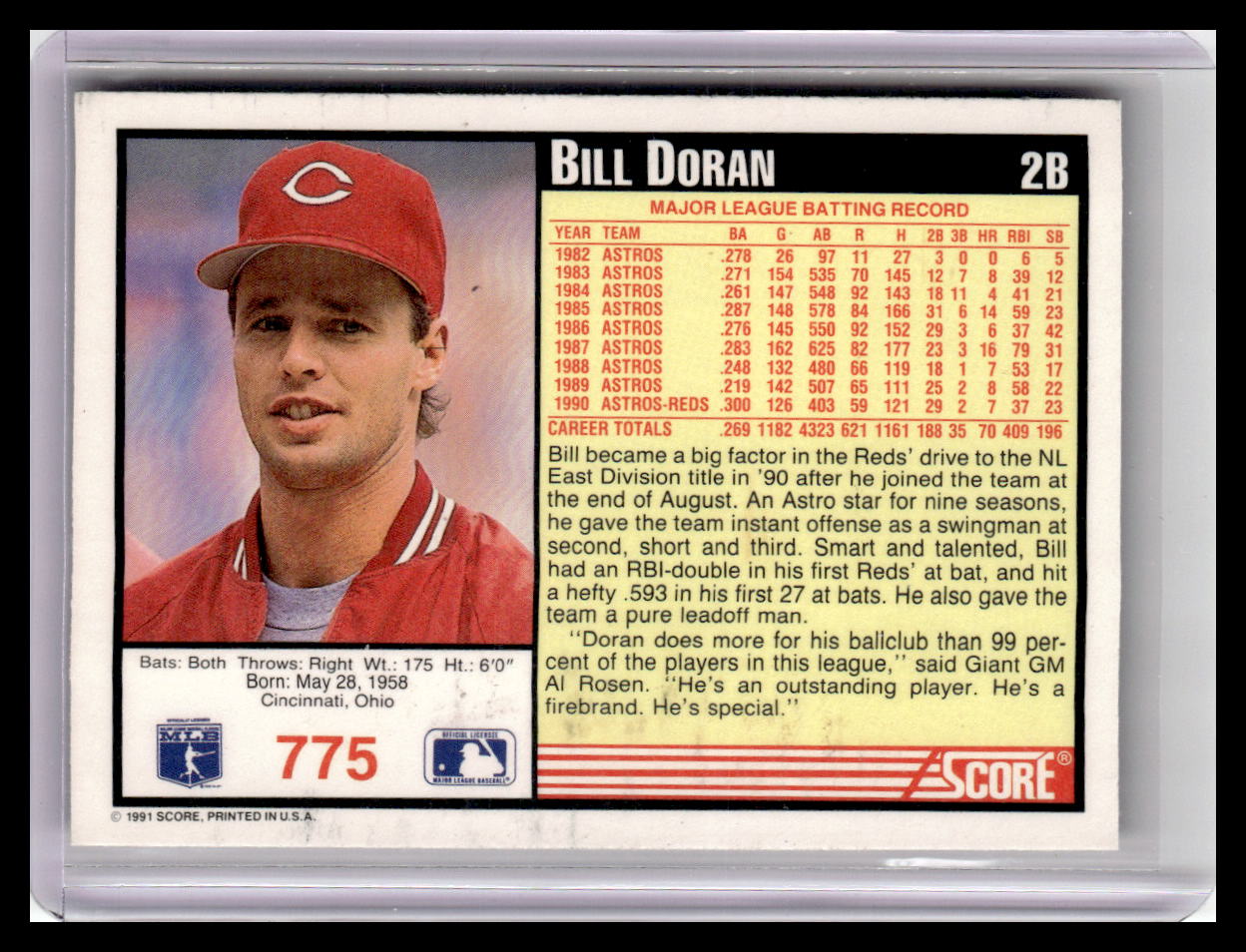 1991 Score #775 Bill Doran
