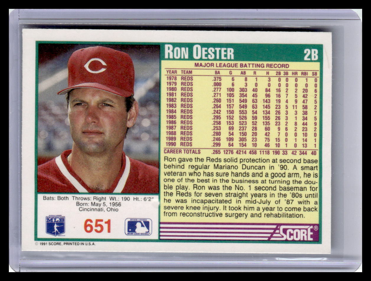 1991 Score #651 Ron Oester