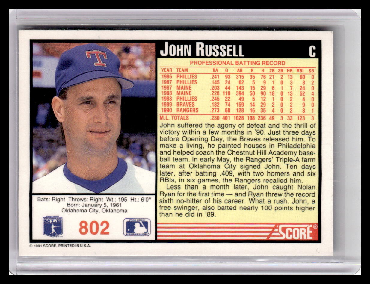 1991 Score #802 John Russell