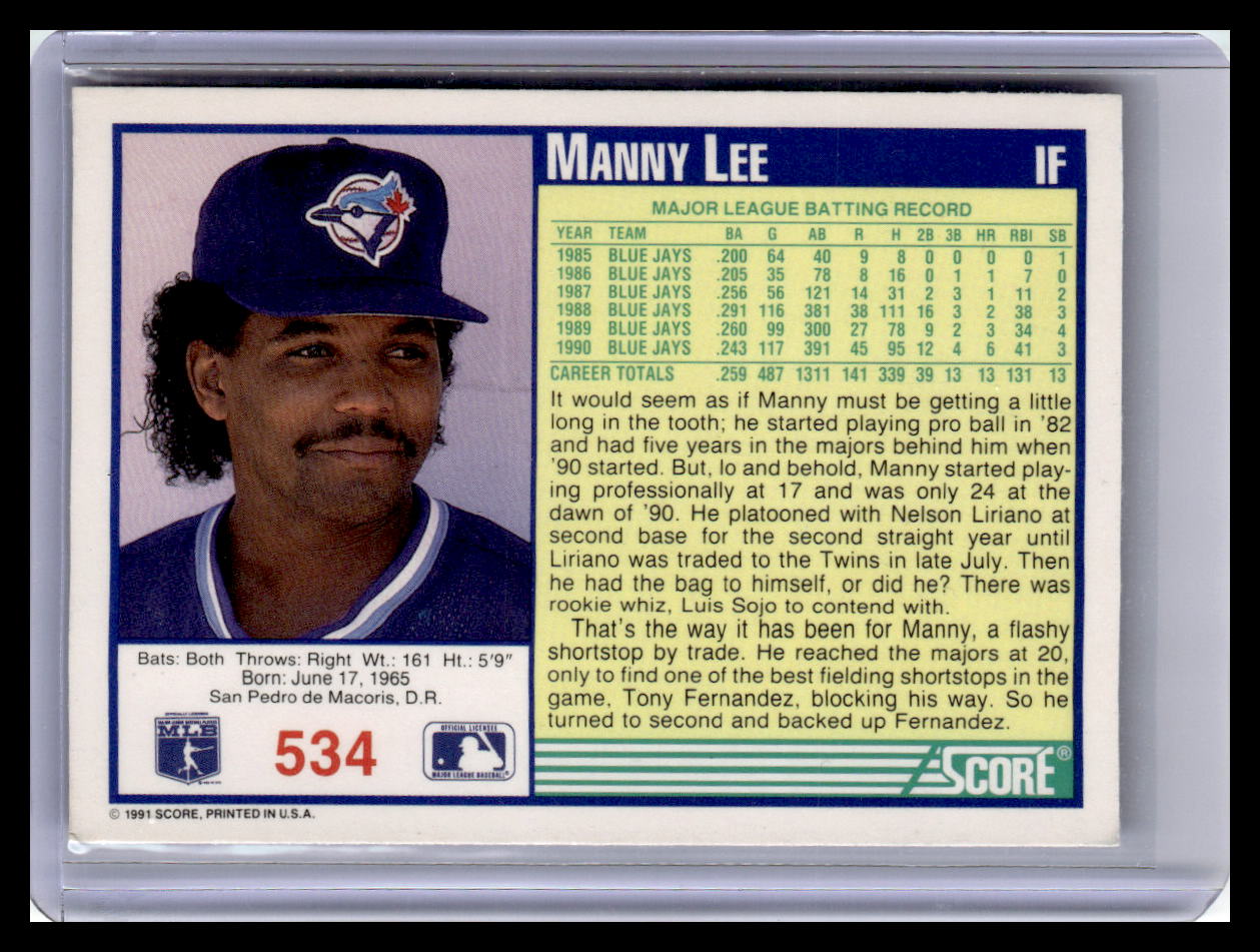 1991 Score #534 Manny Lee