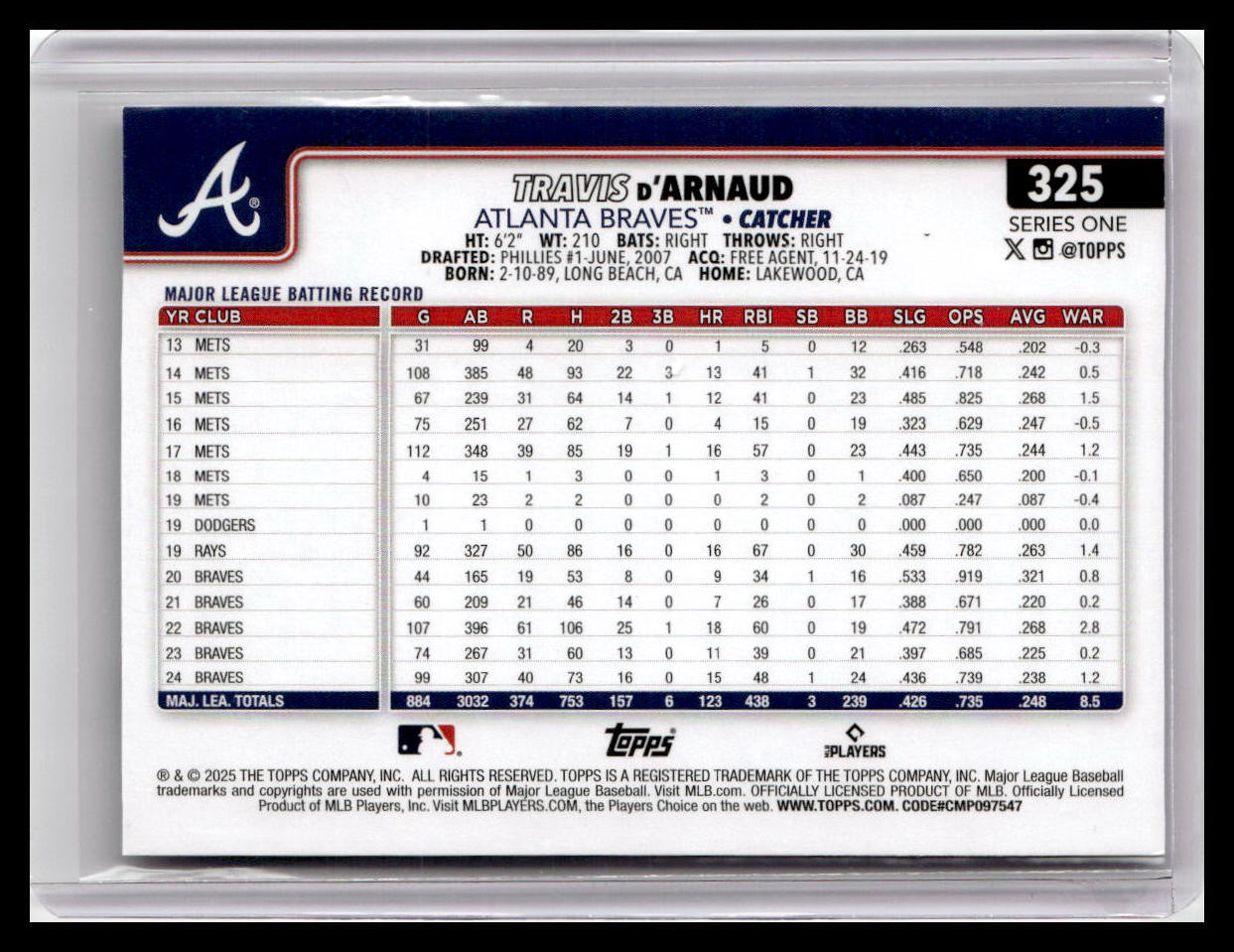 2025 Topps #325 Travis d’Arnaud