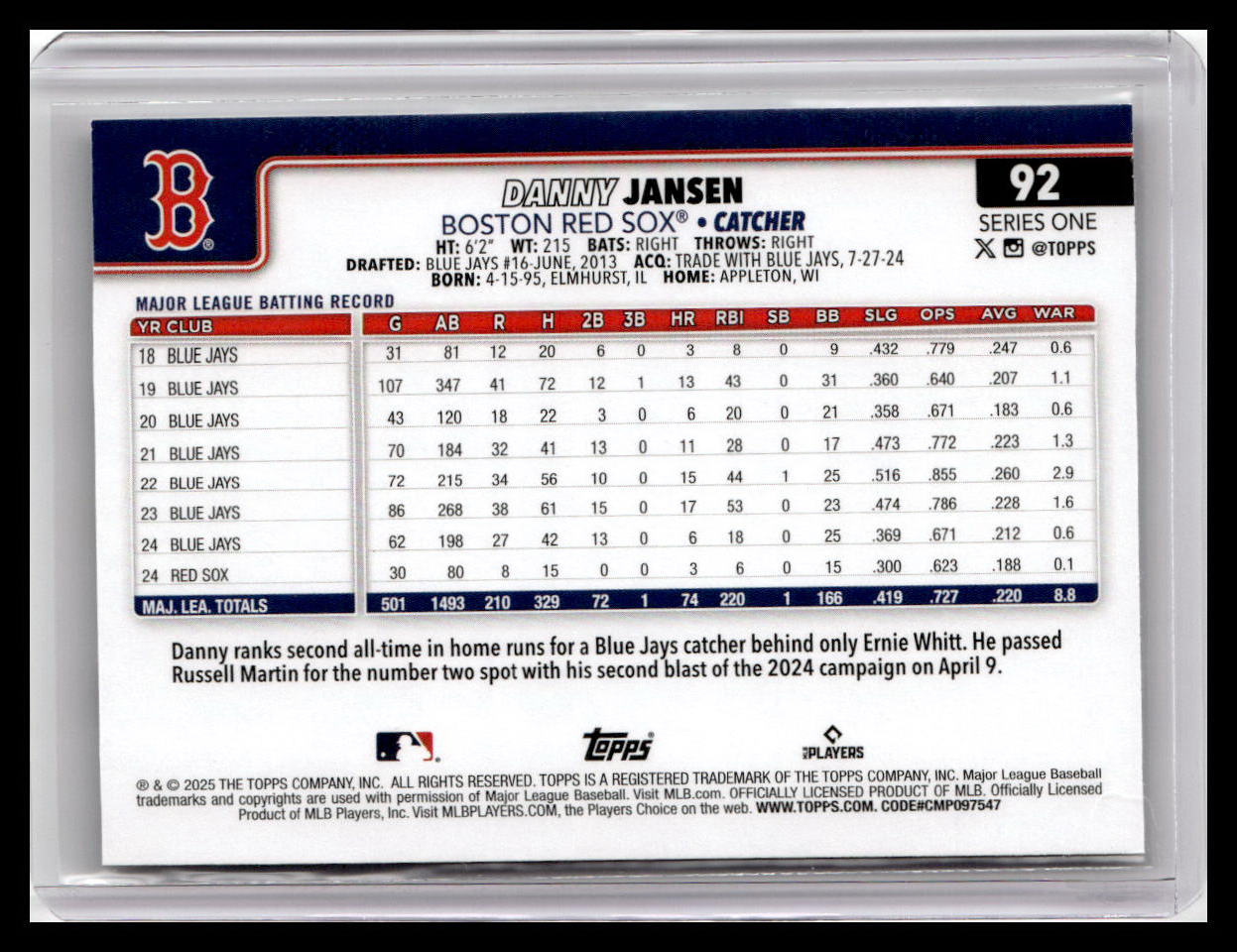 2025 Topps #92 Danny Jansen